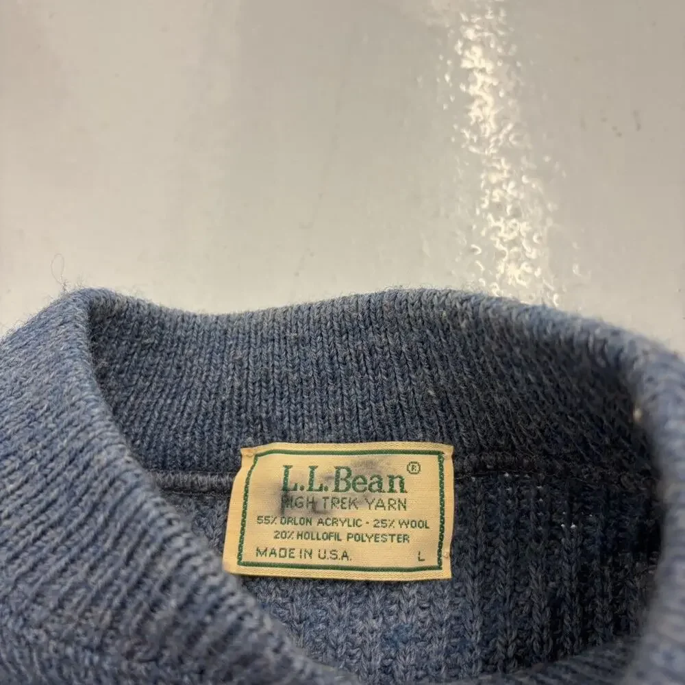 Vintage 80s LL Bean Blue High Trek Yarn Henley Sweater
